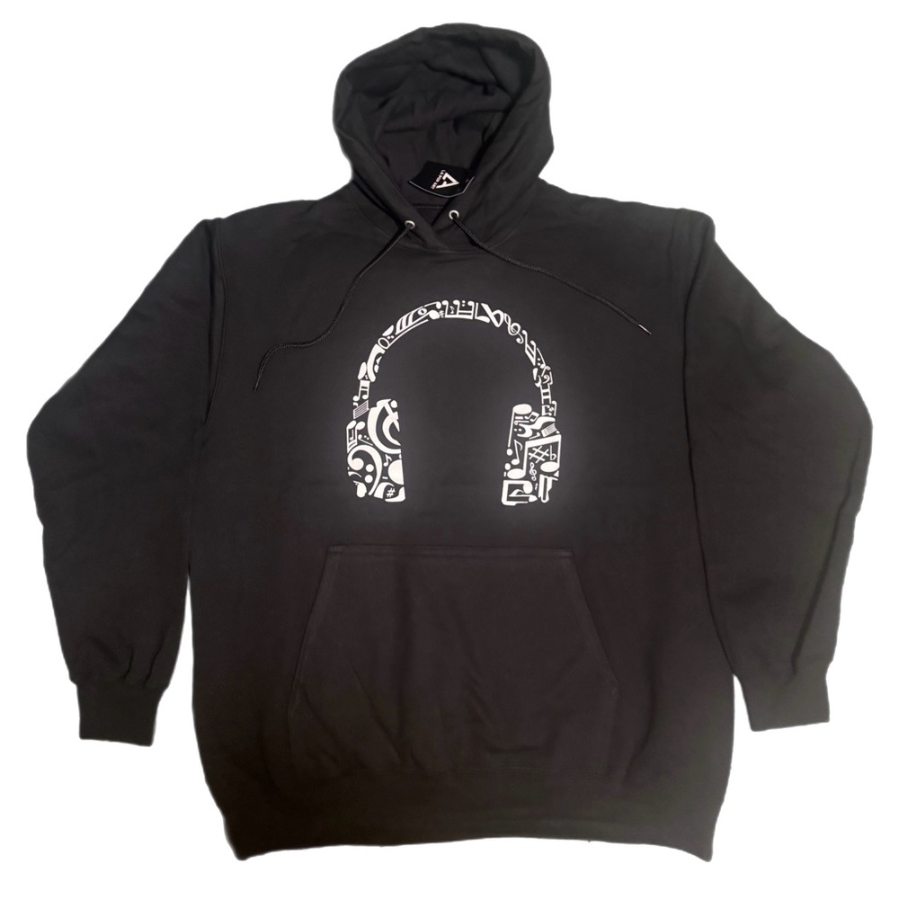 🎵NWT LA POP ART Black Hoodie with Headphone Graphic🎵 Port & Co